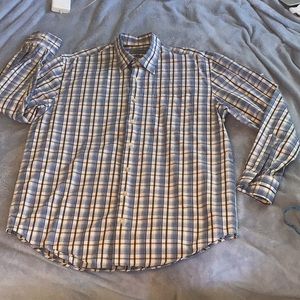 Hickey Freeman Blue Plaid Sport Shirt L